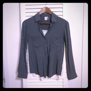 Paper Crane teal blue long sleeve